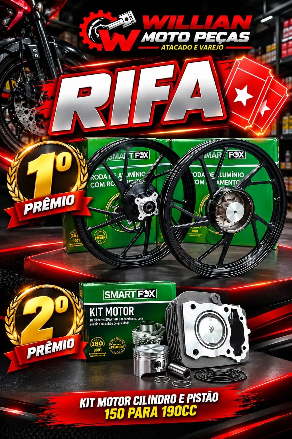 Rodas Pé de Galinha e Kit Motor 190cc